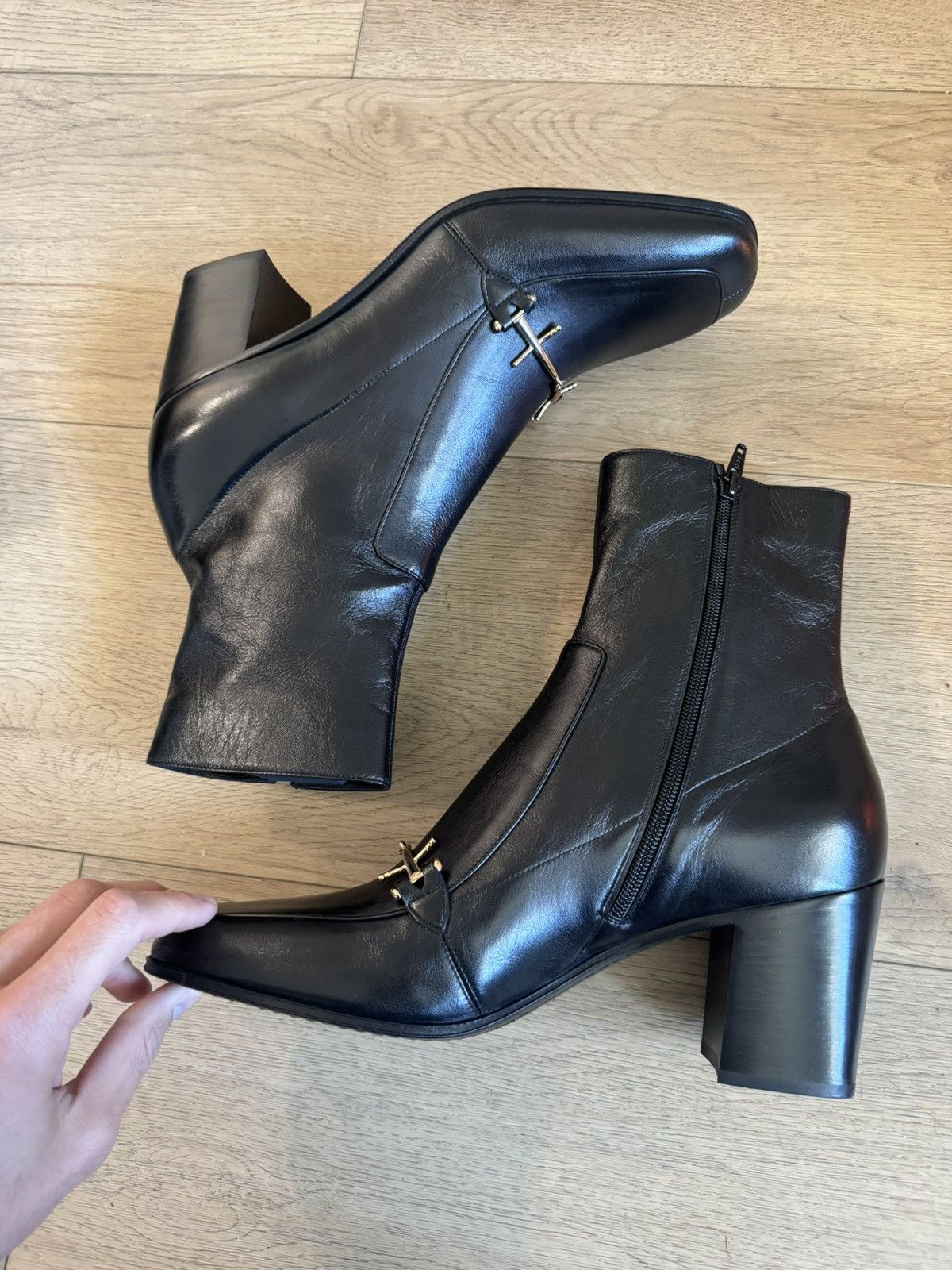 Saint Laurent Paris BNIB Beau 75 Horsebit Leather Boots Size US 11 / EU 44 - 5 Thumbnail