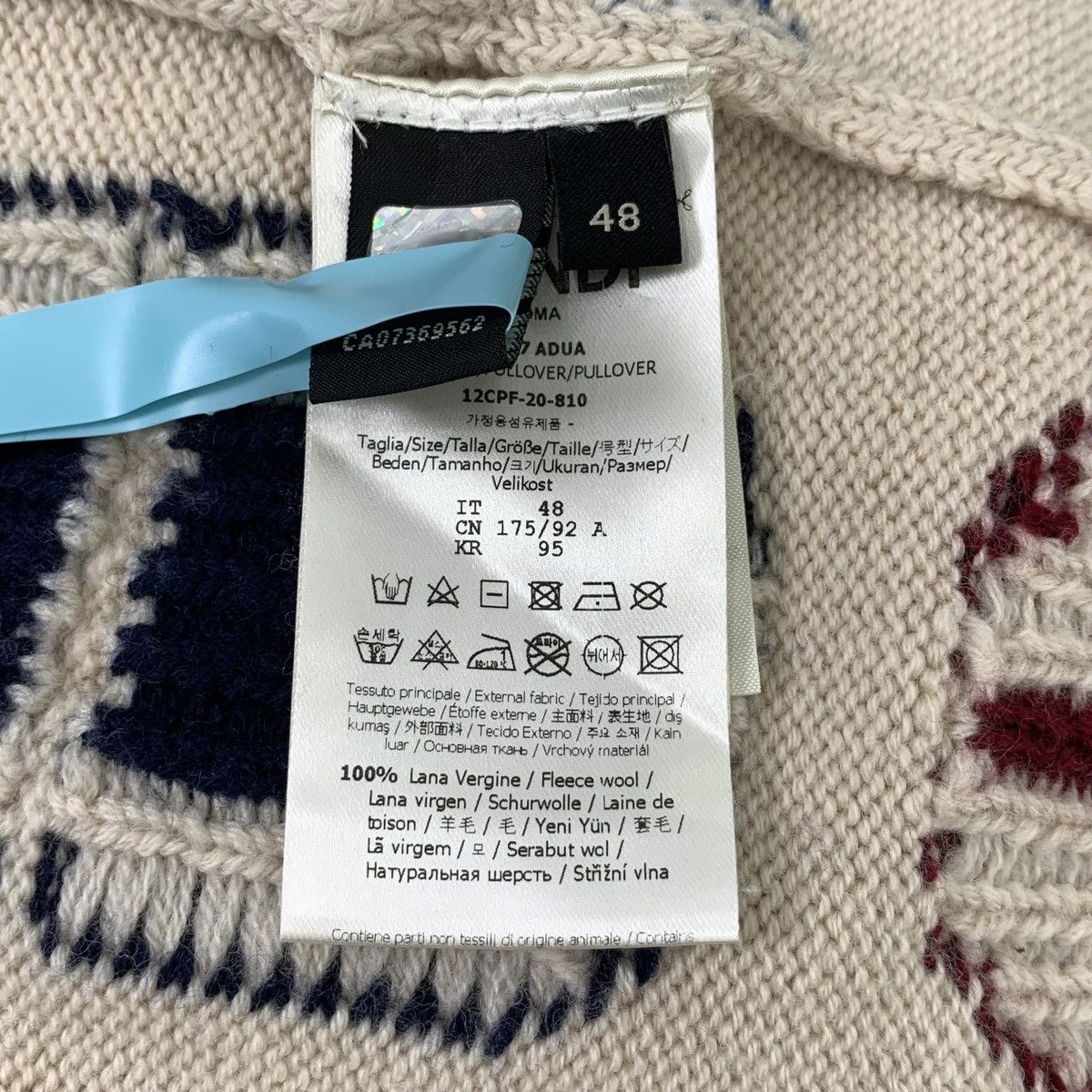 Fendi Fendi Multicolor Wool V-neck Long Sleeve Knitwear K26WX Size M / US 6-8 / IT 42-44 - 6 Thumbnail