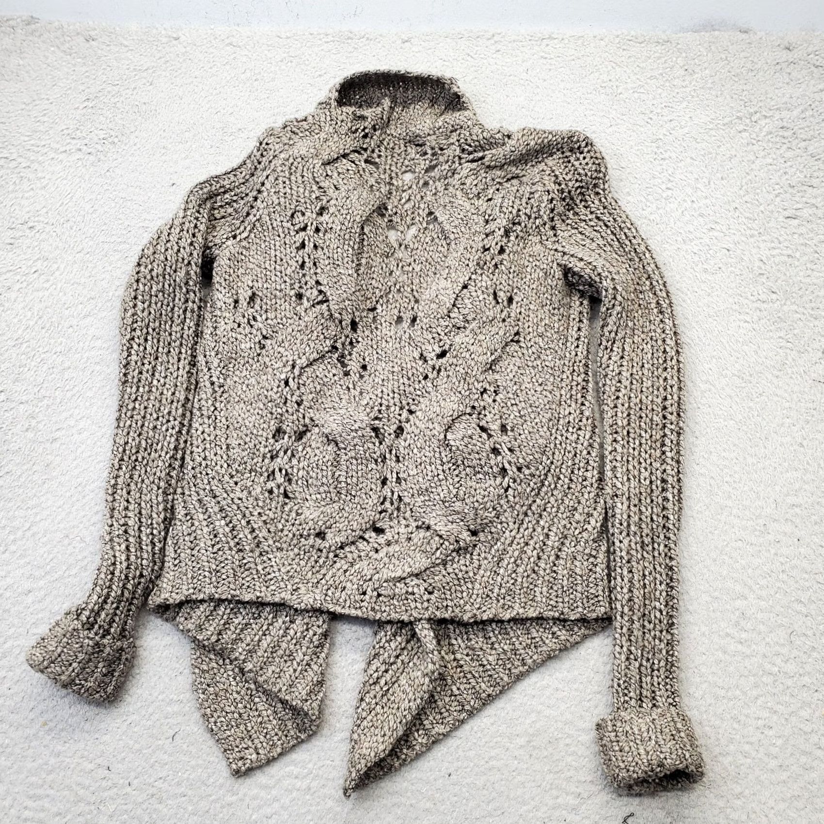 Vintage INC International Concepts Cardigan Women XS Gray Metallic Open Front Knit Sweater Size XS / US 0-2 / IT 36-38 - 2 Thumbnail