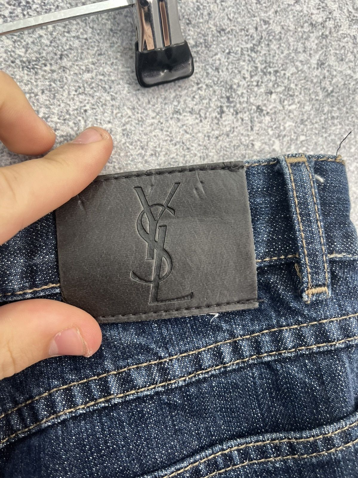 Yves Saint Laurent Vintage Yves Saint Lauren Big Logo Distressed Jeans YSL Size US 32 / EU 48 - 7 Thumbnail
