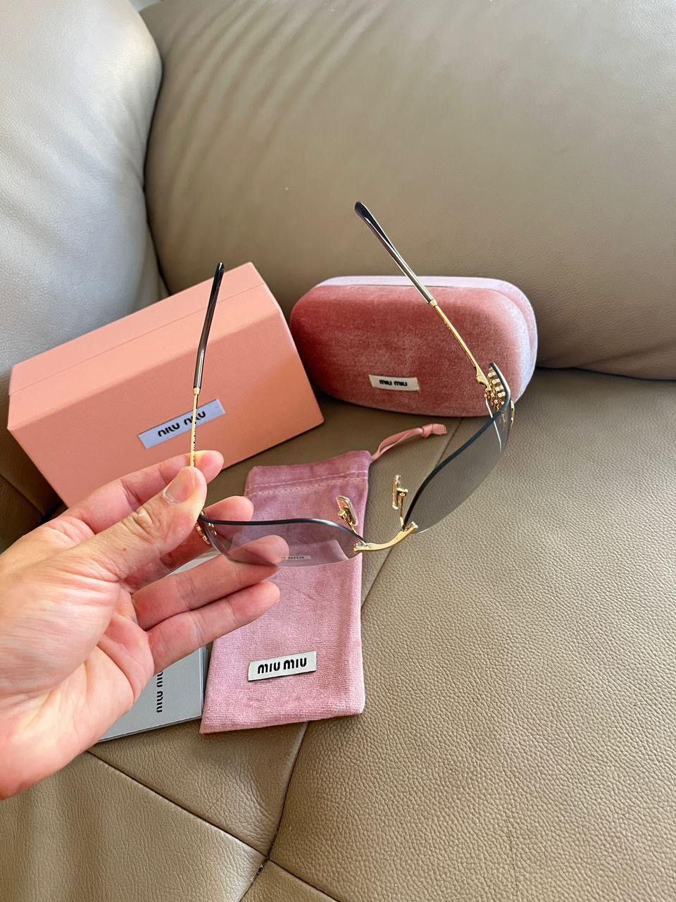 Miu Miu Miu Miu 54YS gold Sunglasses with Smoke Gradient Lenses Size ONE SIZE - 5 Thumbnail