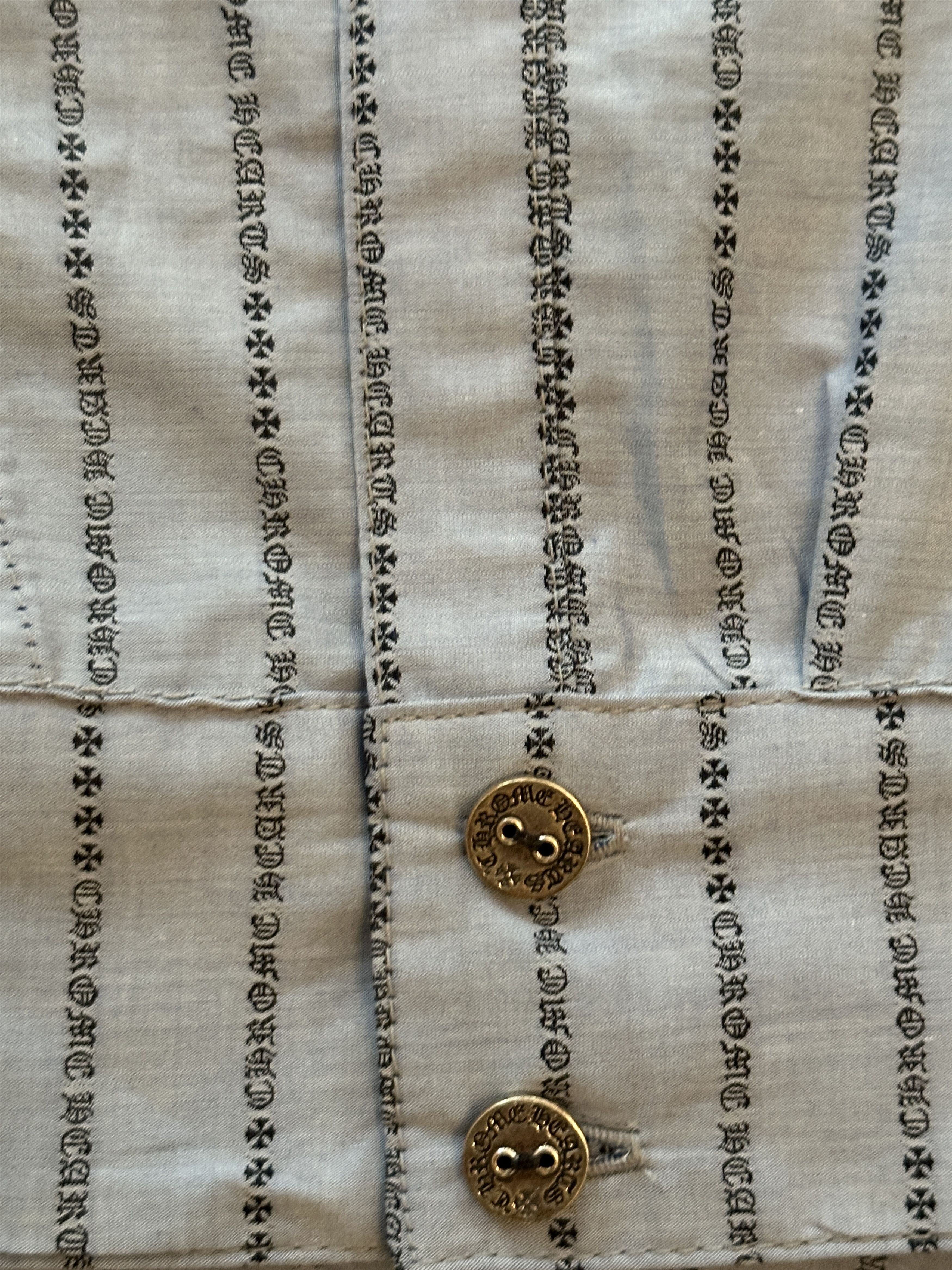 Chrome Hearts Chrome Hearts Pinstripe Botton Shirt Size US XL / EU 56 / 4 - 5 Thumbnail