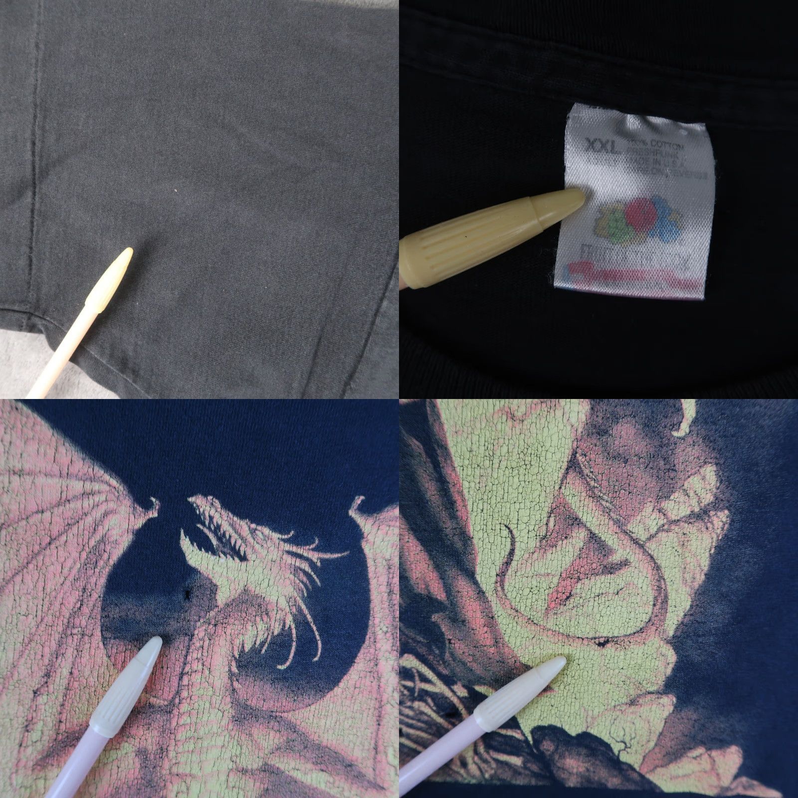 Fruit Of The Loom VINTAGE 90s Michael Whelan Graphic T-Shirt Black 2XL Science Fiction DragonFire Mens Size US XXL / EU 58 / 5 - 8 Thumbnail