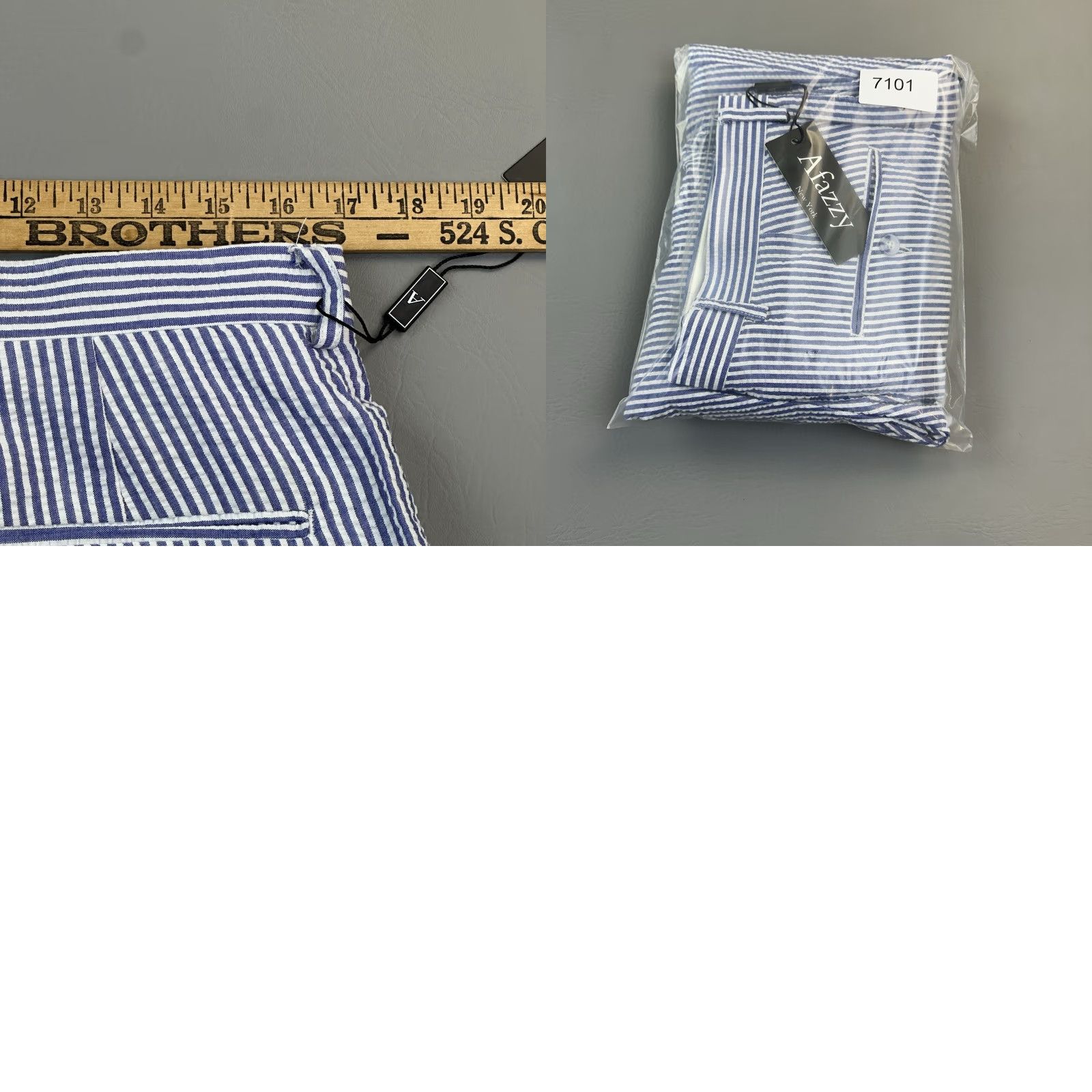Vintage Afazzy New York Pants Mens 34 White Blue Seersucker Tailor Ready Hem NWT Size US 34 / EU 50 - 9 Thumbnail
