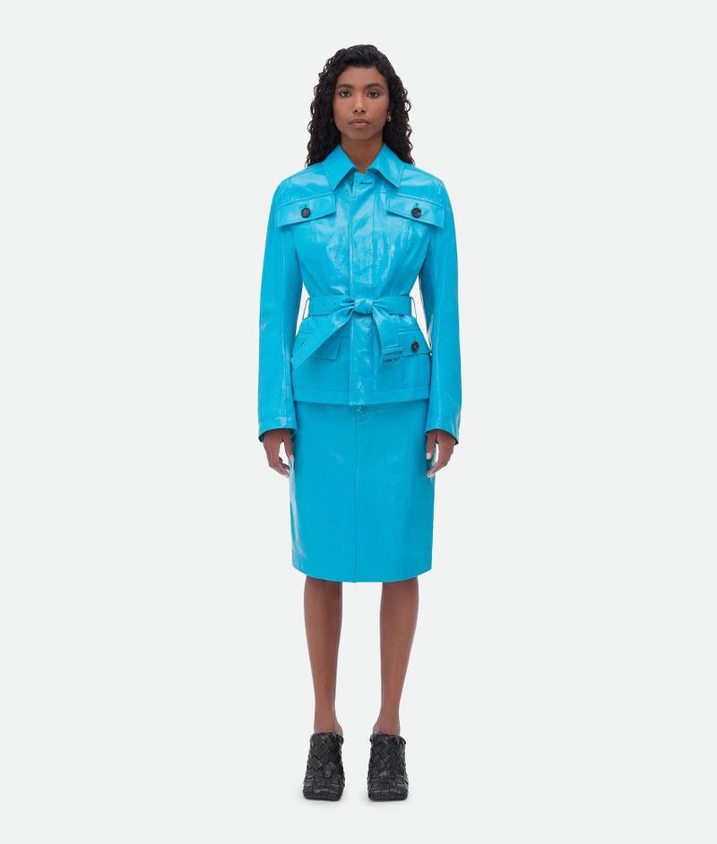Bottega Veneta o1n1vont1225 Shiny Leather Skirt in Blue Size 24" / US 00 / IT 34 - 4 Thumbnail