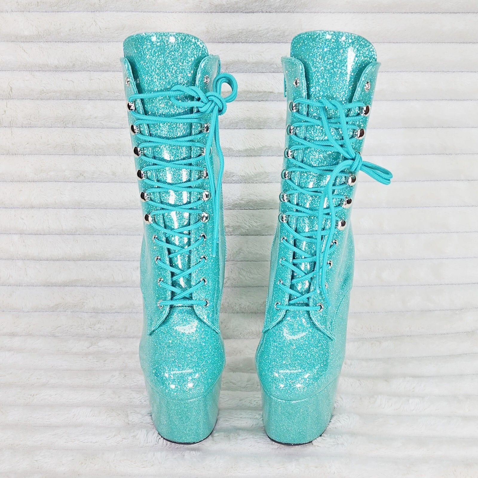 Other Adore 1020GP AQUA Blue Glitter Patent 7" High Heel Platform Size US 6 / IT 36 - 4 Thumbnail