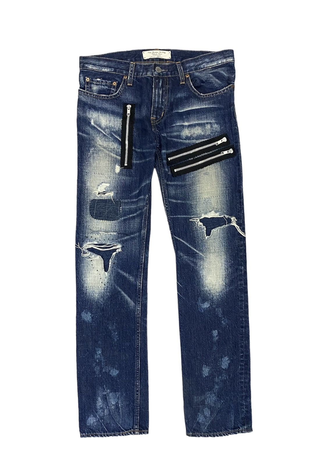 image of Distressed Denim x Hysteric Glamour Y2K Rna Dna Punk Multizipper Distresses And Repair Denim (Size 