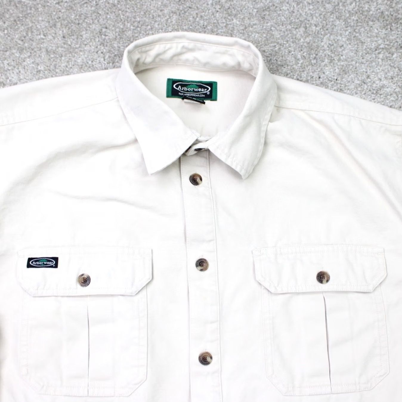Vintage Arborwear Shirt Men Large Beige Cotton Double Pocket Long Sleeve Rugged Workwear Size US L / EU 52-54 / 3 - 3 Thumbnail