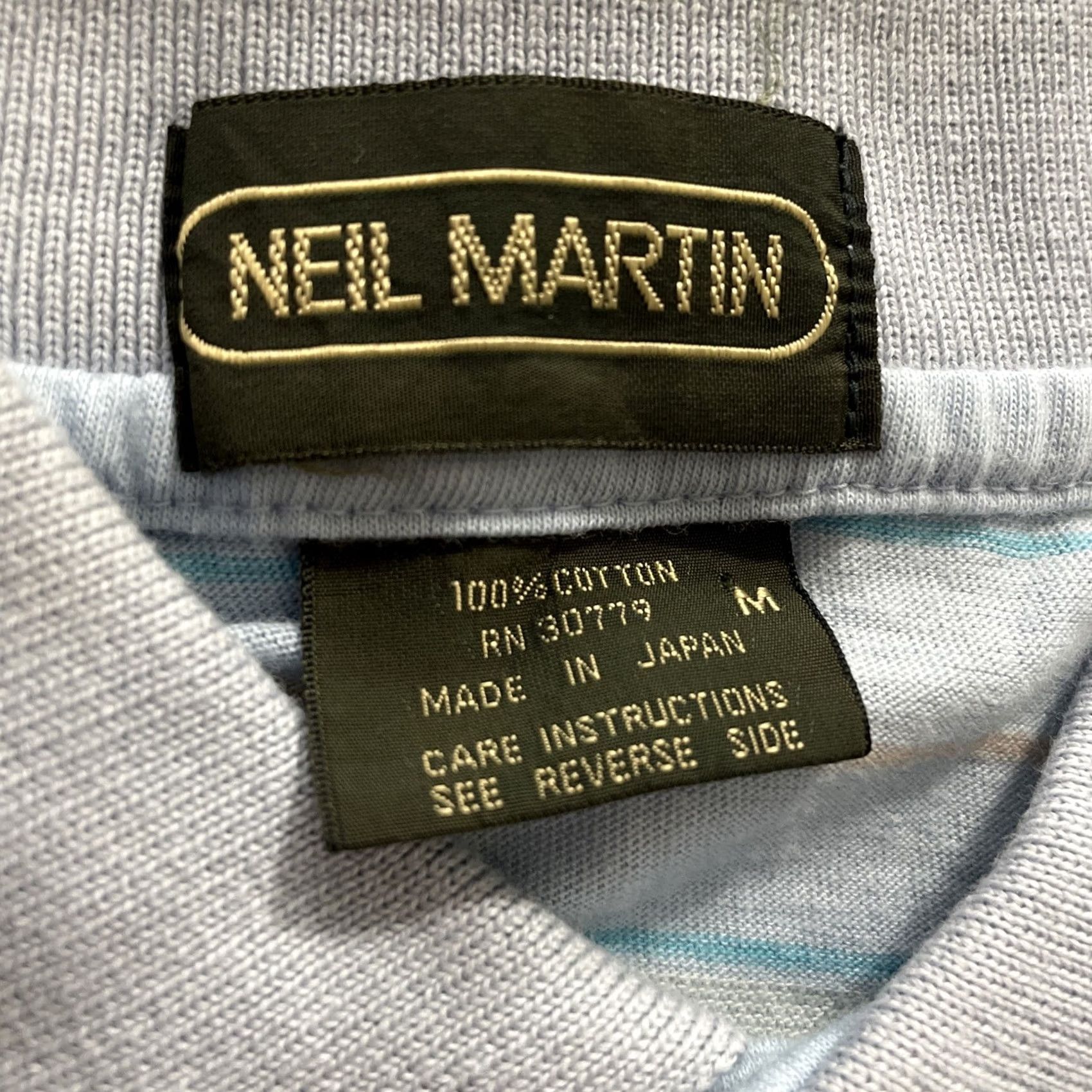 Vintage NEIL MARTIN Polo Shirt Men M Blue Made In Japan Preppy Retro Golf Spread Collar Short Sleeve Striped Pattern Size US M / EU 48-50 / 2 - 4 Thumbnail