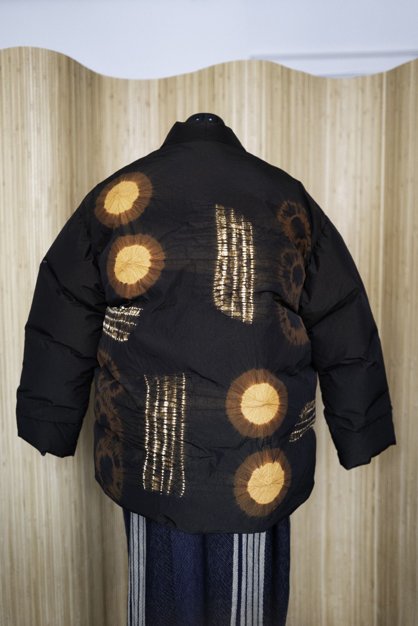 image of Sasquatchfabrix Shibori Puffer Coat Sz. M in Black, Men's (Size Medium)