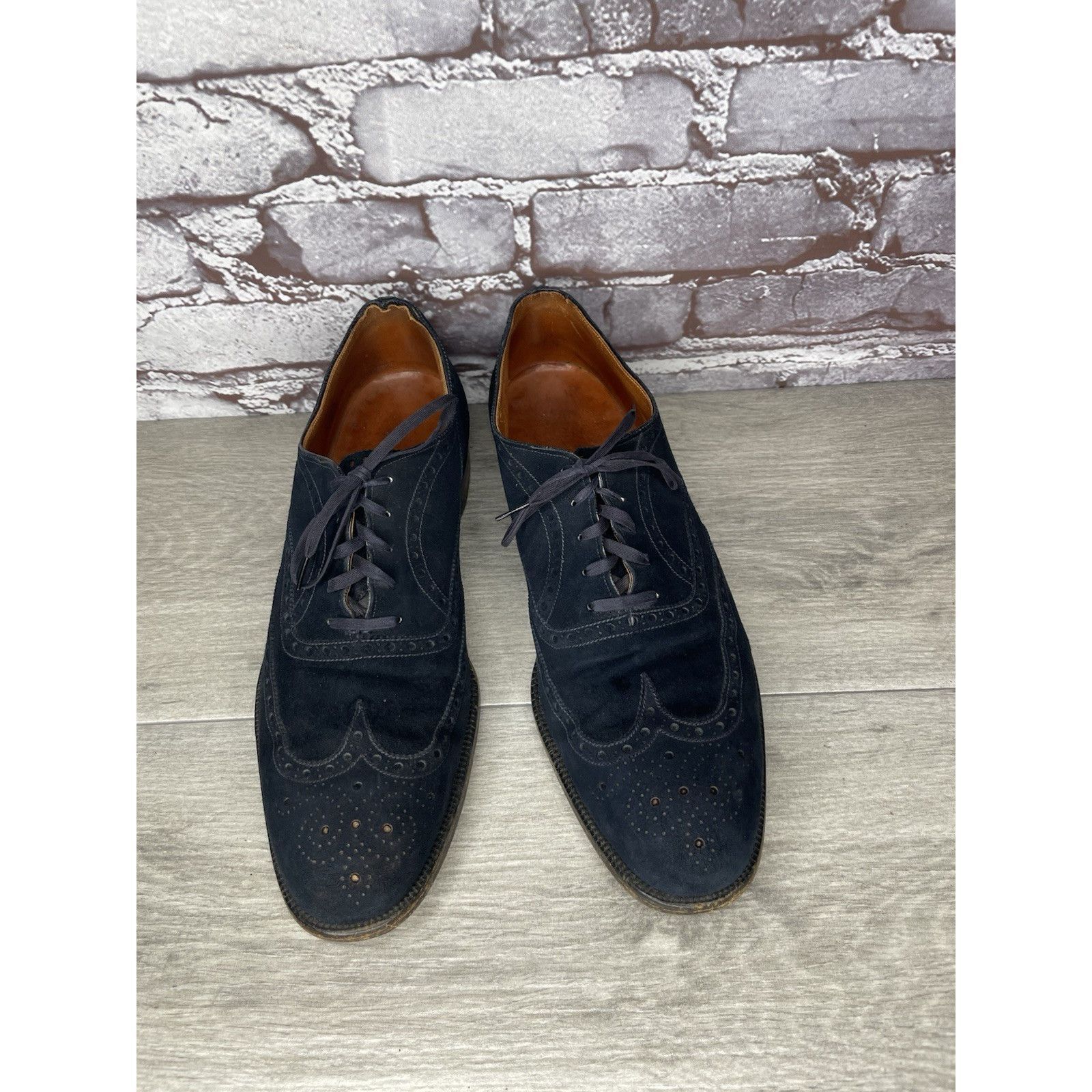 Saks Fifth Avenue Saks Fifth Ave Blue Suede Leather Wingtip Oxfords Lace Up Sh Size US 8 / EU 41 - 21 Thumbnail