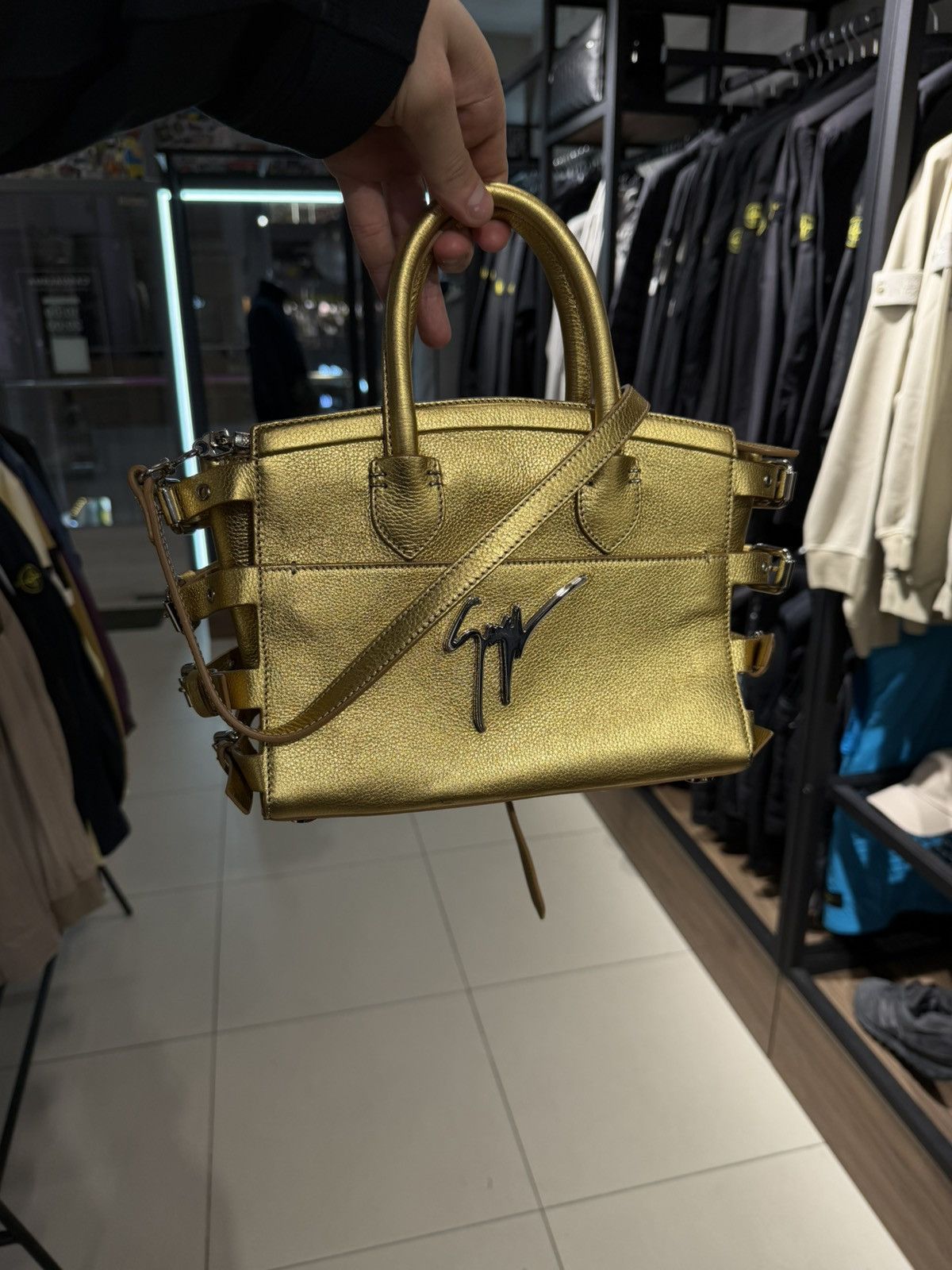 Giuseppe Zanotti Giuseppe Zanotti Gold Metallic leather Top Handle Bag logo Size ONE SIZE - 11 Thumbnail