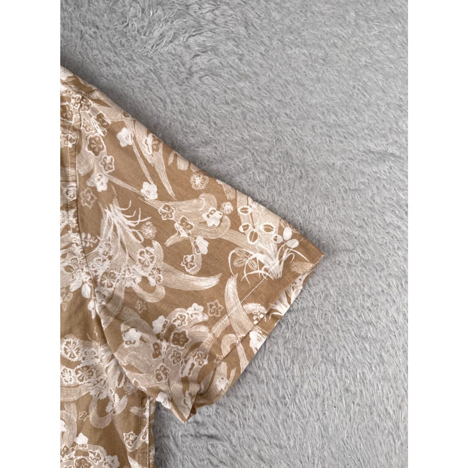 Treasure & Bond Treasure & Bond Shirt Men M Beige White Floral Linen Blend Hawaiian Button-Up Short Sleeve 36" Chest Aloha Beach Vacation 90s Men Size US M / EU 48-50 / 2 - 2 Thumbnail