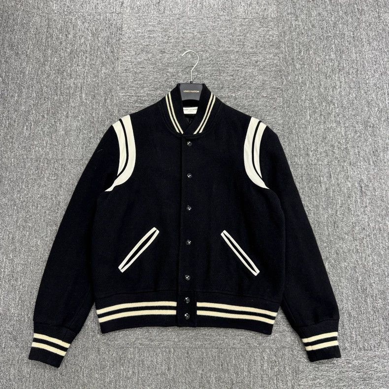 Saint Laurent Paris SLP Wool Leather Trim Varsity Jacket Size US M / EU 48-50 / 2 - 1 Thumbnail