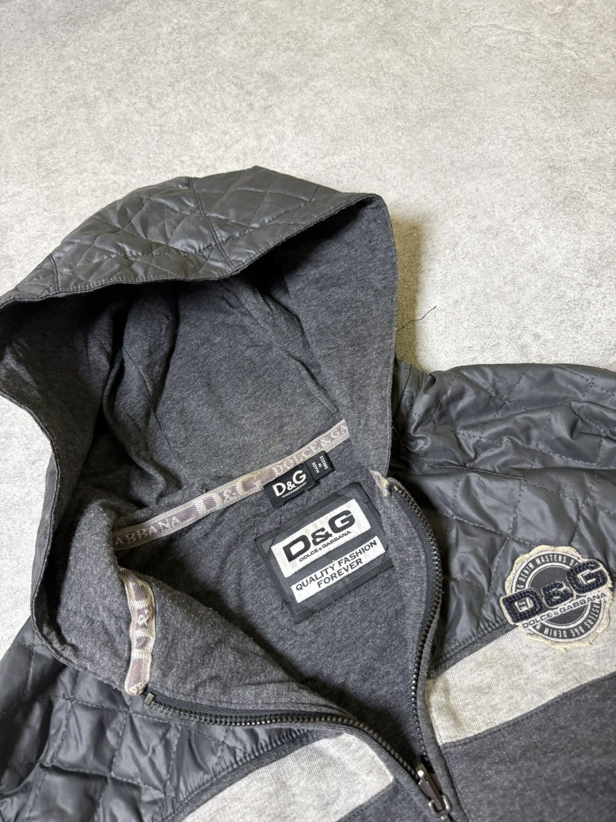 Dolce & Gabbana AW2007 Dolce & Gabbana Quilted Zip-up Grey Jacket Size US L / EU 52-54 / 3 - 10 Thumbnail