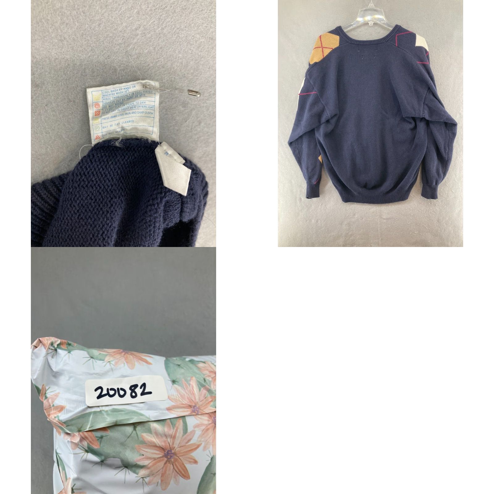 Pringle Of Scotland VINTAGE Pringle of Scotland Argyle Sweater XL Blue Classic V-Neck Long Sleeve 80s 90s Mens Size US XL / EU 56 / 4 - 8 Thumbnail