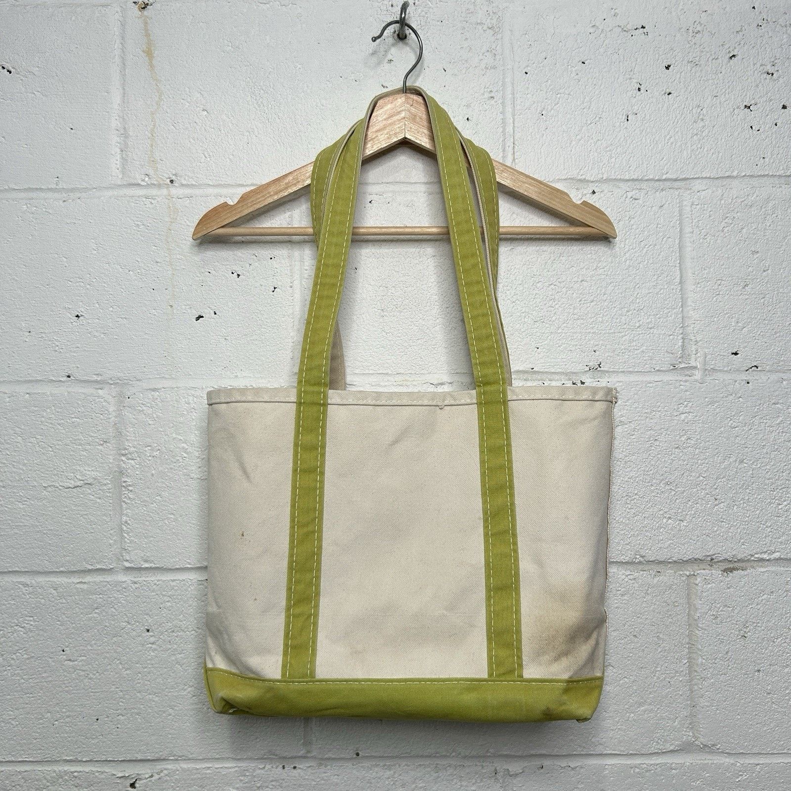 L L Bean Vintage L.l. Bean Boat And Tote Bag Usa "lime Green" Medium in Beige, Women's