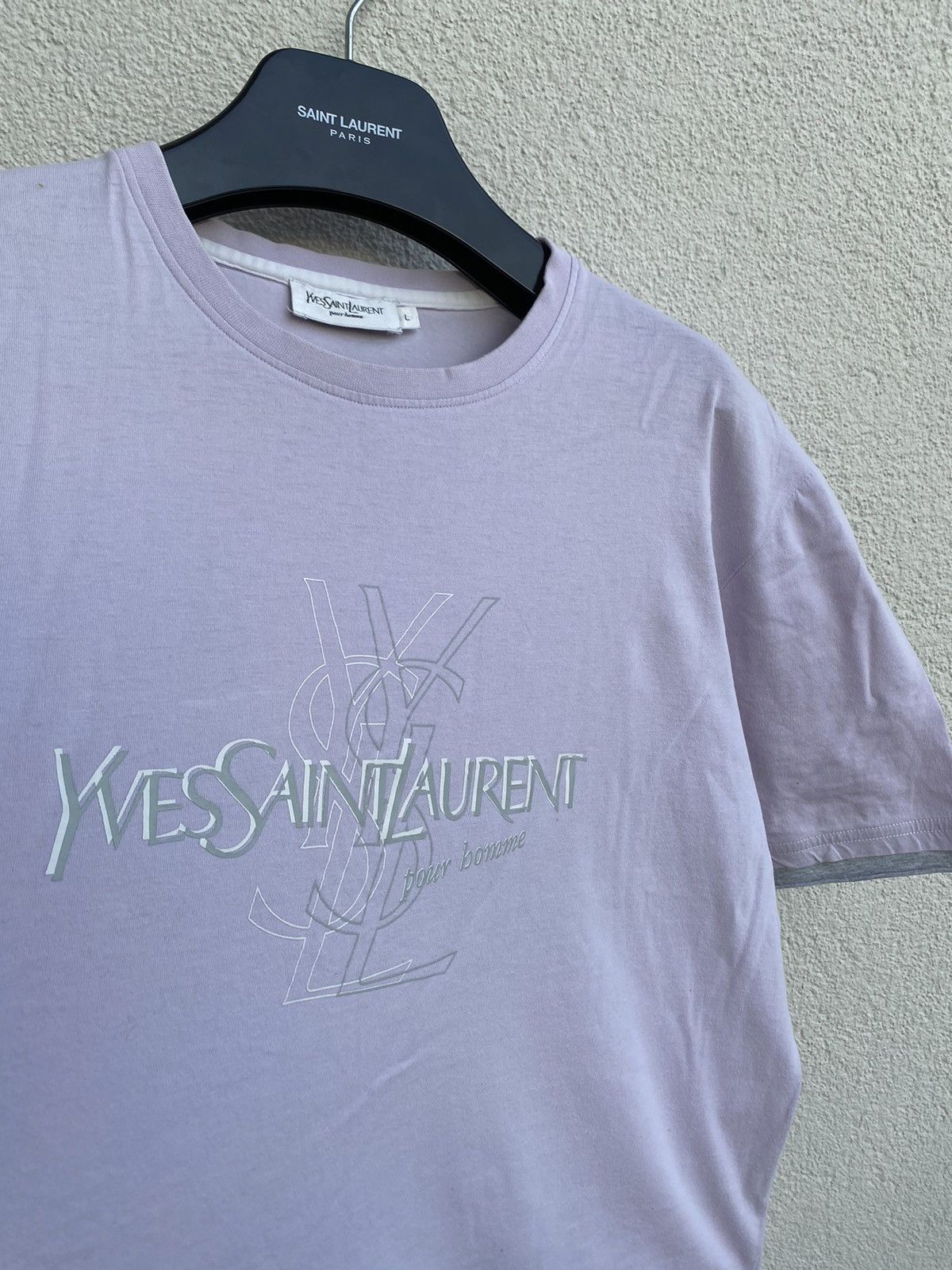 Lilac YSL T-Shirt Big Logo Double Layer YSL Shirt YSL Tee
