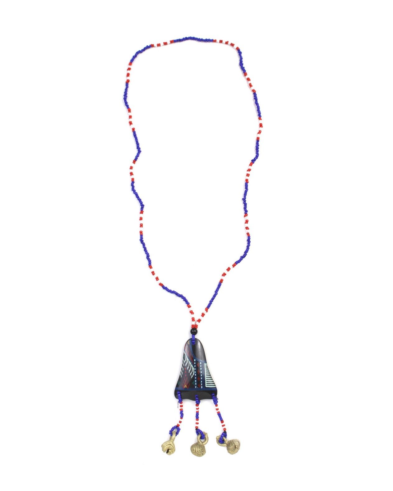 Vintage 1990S AFRICAN CEREMONIAL BEAD & BRASS CHARM NECKLACE Size ONE SIZE - 2 Thumbnail