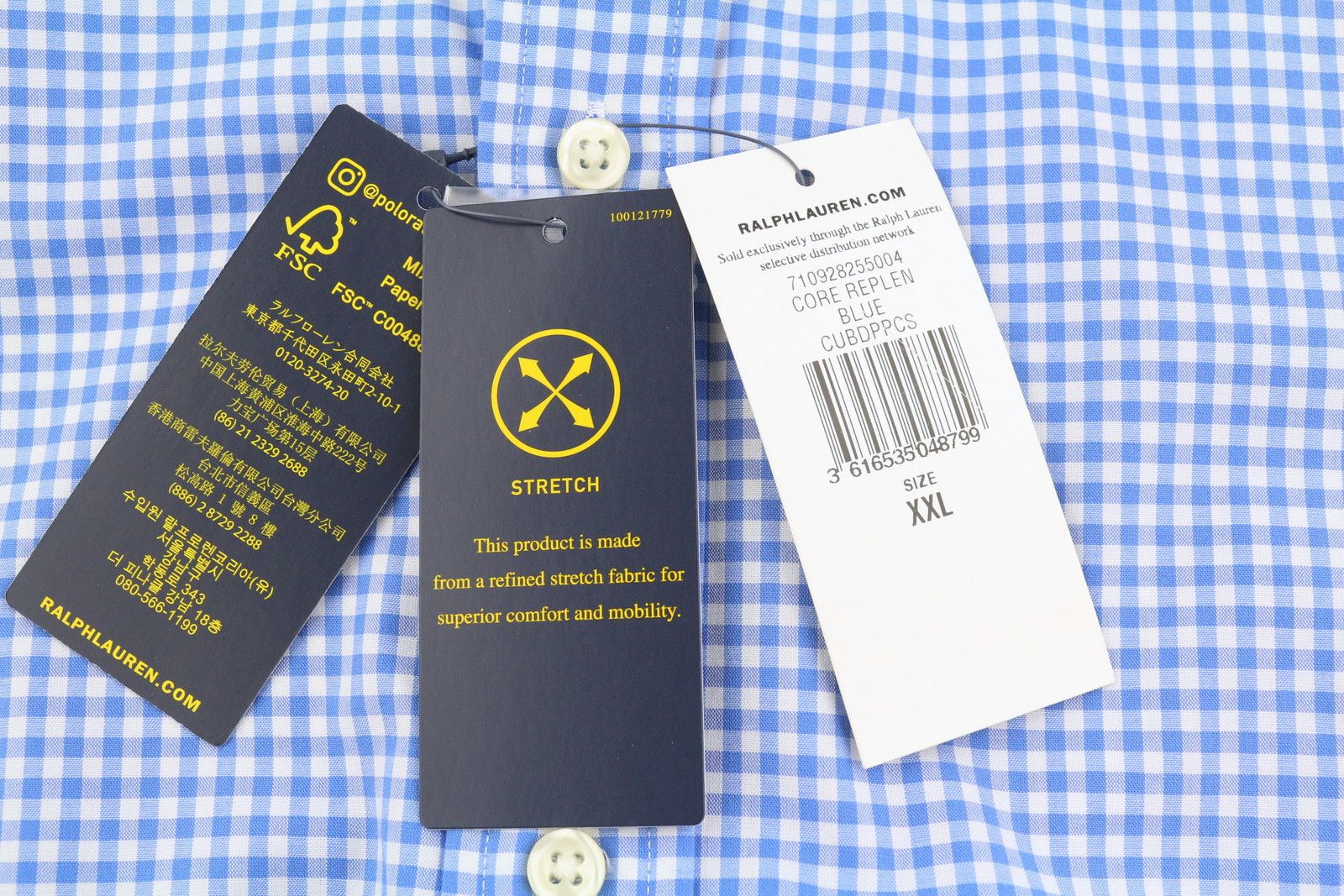 Ralph Lauren CORE REPLEN 2XL Blue Check Button-Down Custom Fit 87006 Size US XXL / EU 58 / 5 - 11 Thumbnail