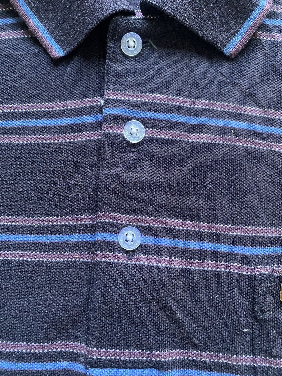 Japanese Brand Kansai Yamamoto Up To You Single Pocket Striped Polo Tee Size US M / EU 48-50 / 2 - 5 Thumbnail