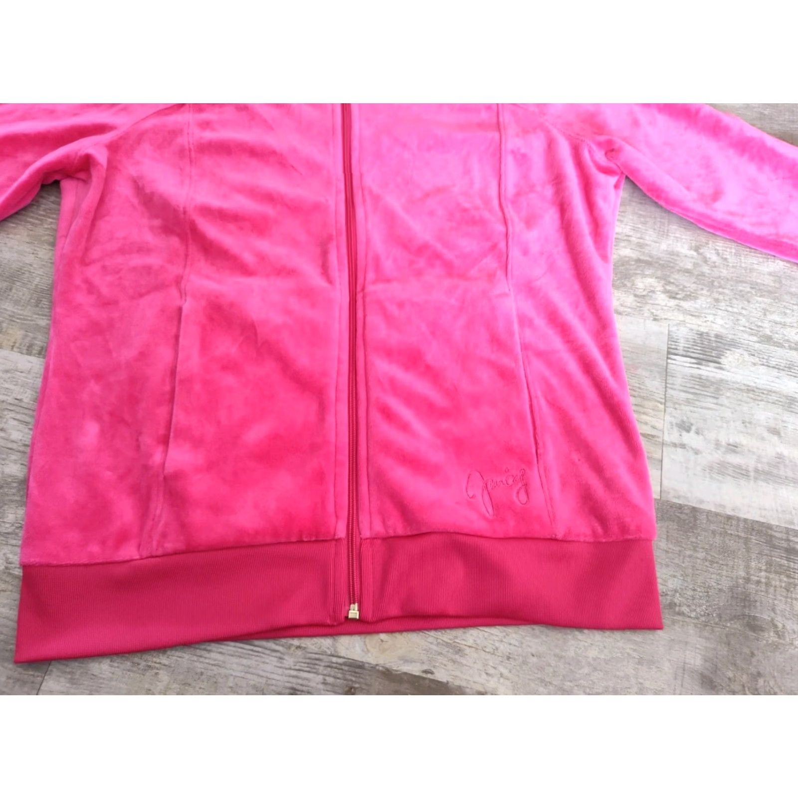 Juicy Couture VINTAGE Juicy Couture Velour Track Jacket Women's Medium Pink Y2K Designer Hip Hop Casual Size M / US 6-8 / IT 42-44 - 6 Thumbnail