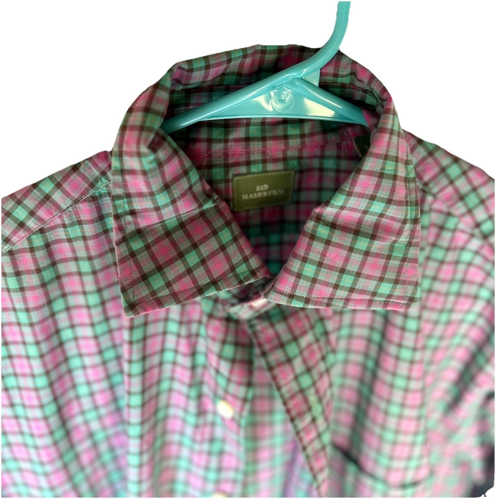 Sid Mashburn Sid Mashburn Men’s Dress Shirt – Green/Pink Check – Small Size 36R - 3 Thumbnail