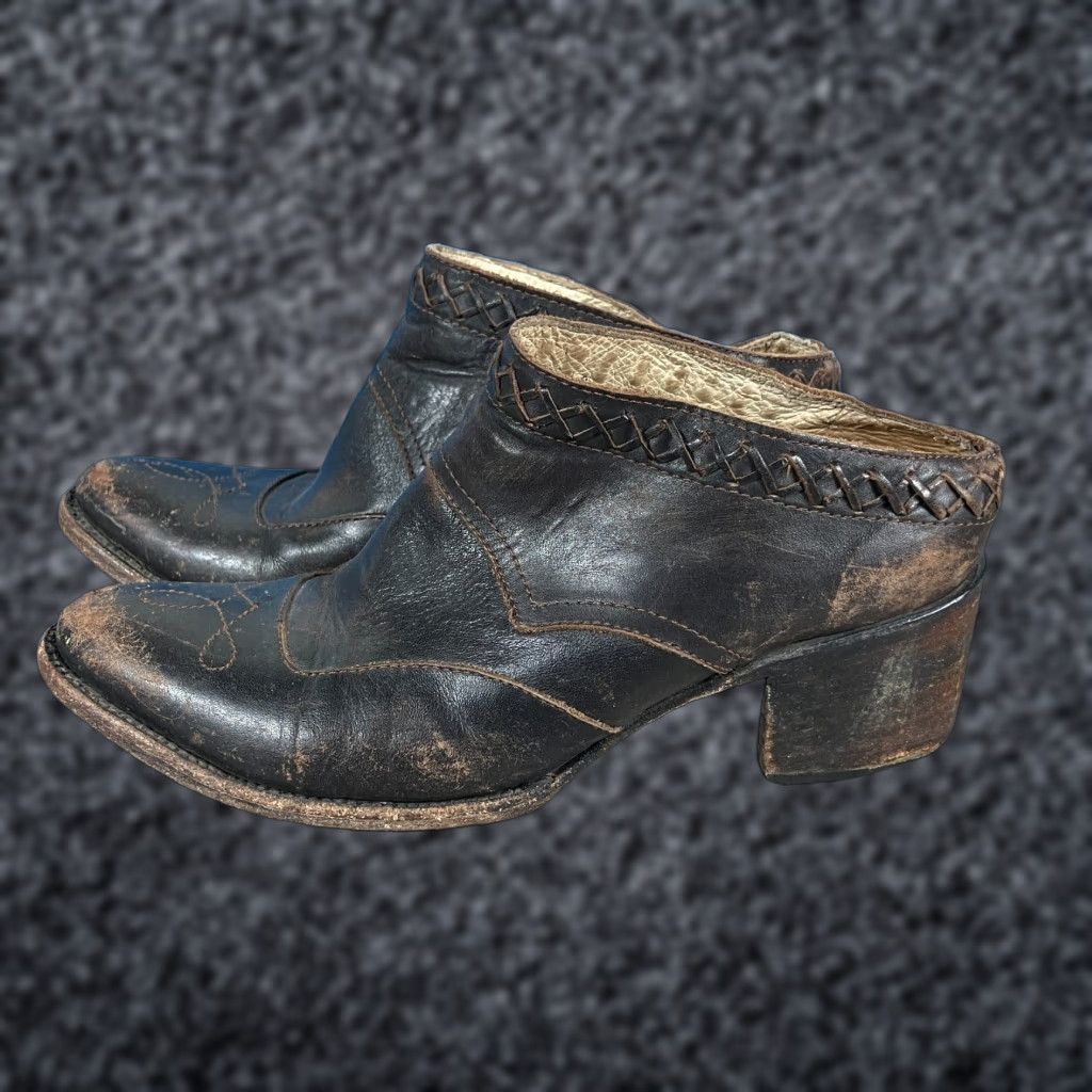 FREEBIRD Freebird By Steven Prisn Mules Brown Leather Slip On Block Heel 9 Women Casual Shoes Size US 9 / IT 39 - 1 Thumbnail