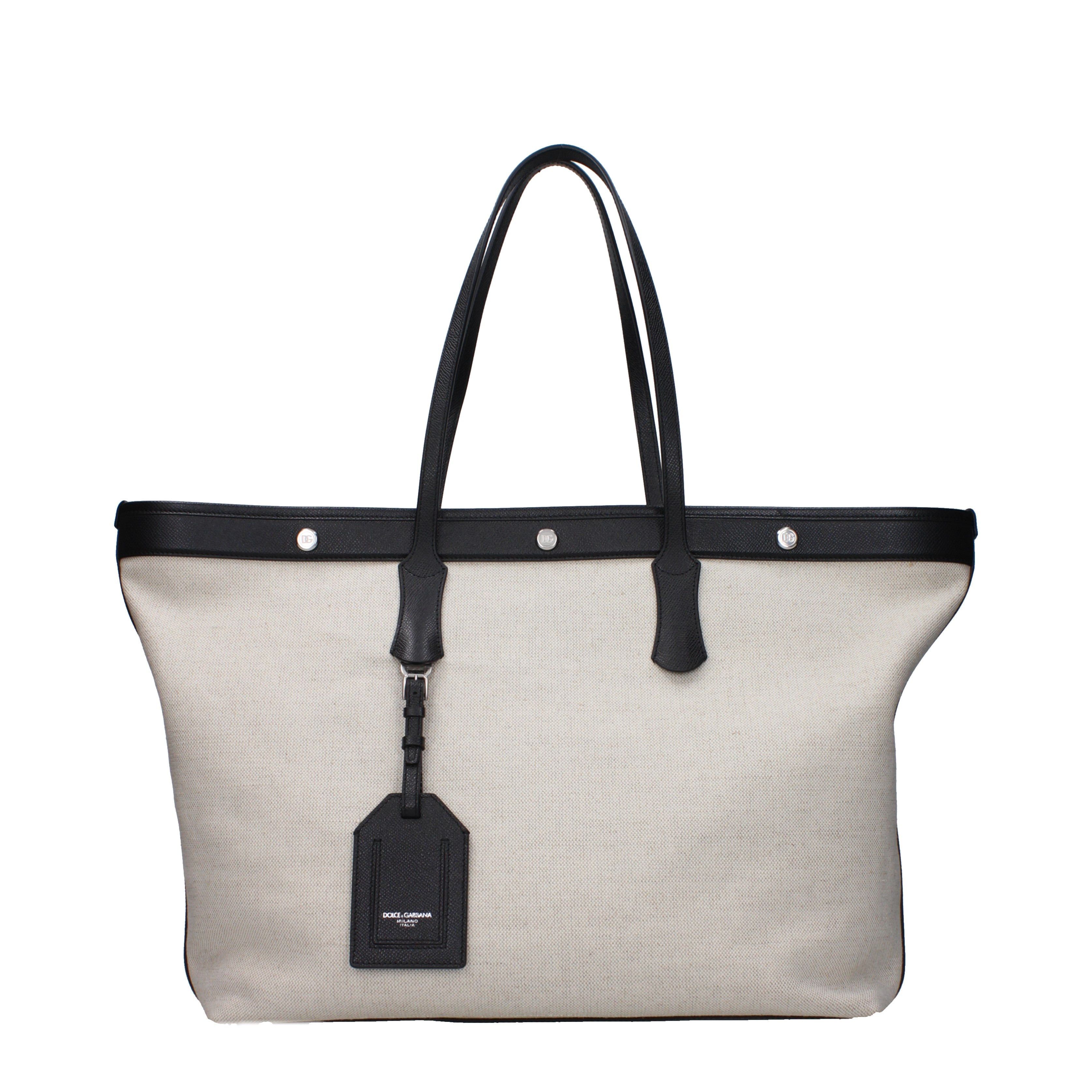 Dolce & Gabbana Dolce&Gabbana Shoulder Bags Men Fabric Beige/Black Size ONE SIZE - 1 Thumbnail