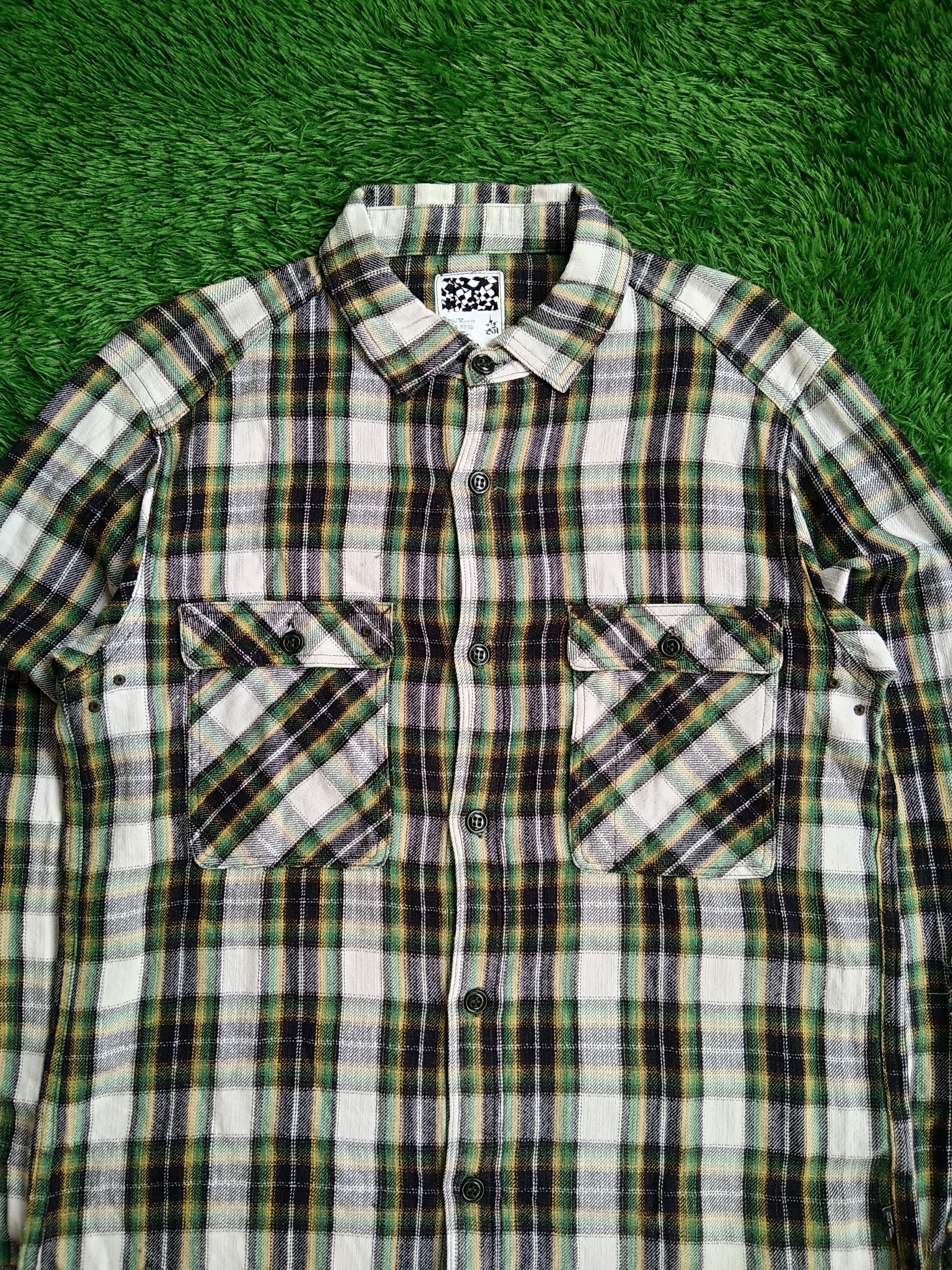 If Six Was Nine × Japanese Brand VTG BAL. INC ©2008 Distressed Plaid Flannel Shirt Size US XL / EU 56 / 4 - 4 Thumbnail