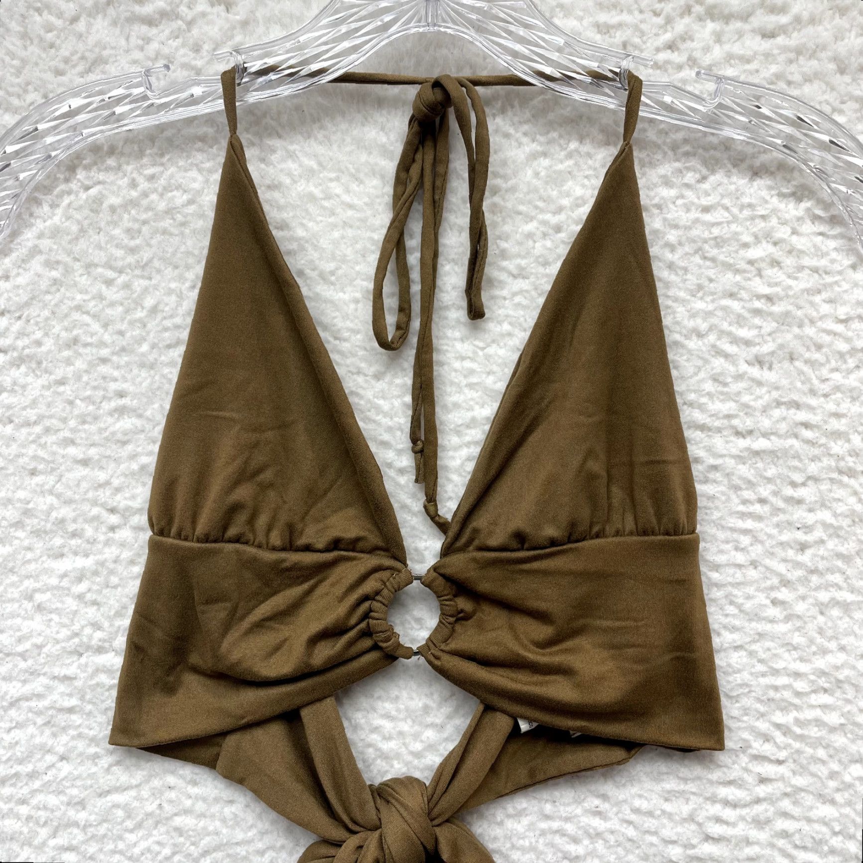 Vintage **Y2K Vintage Marci XL Tan O-Ring Boho Crop Top Party** User: Y2K Vintage Marci XL Tan O-Ring Boho Crop Top Party Size XL / US 12-14 / IT 48-50 - 3 Thumbnail