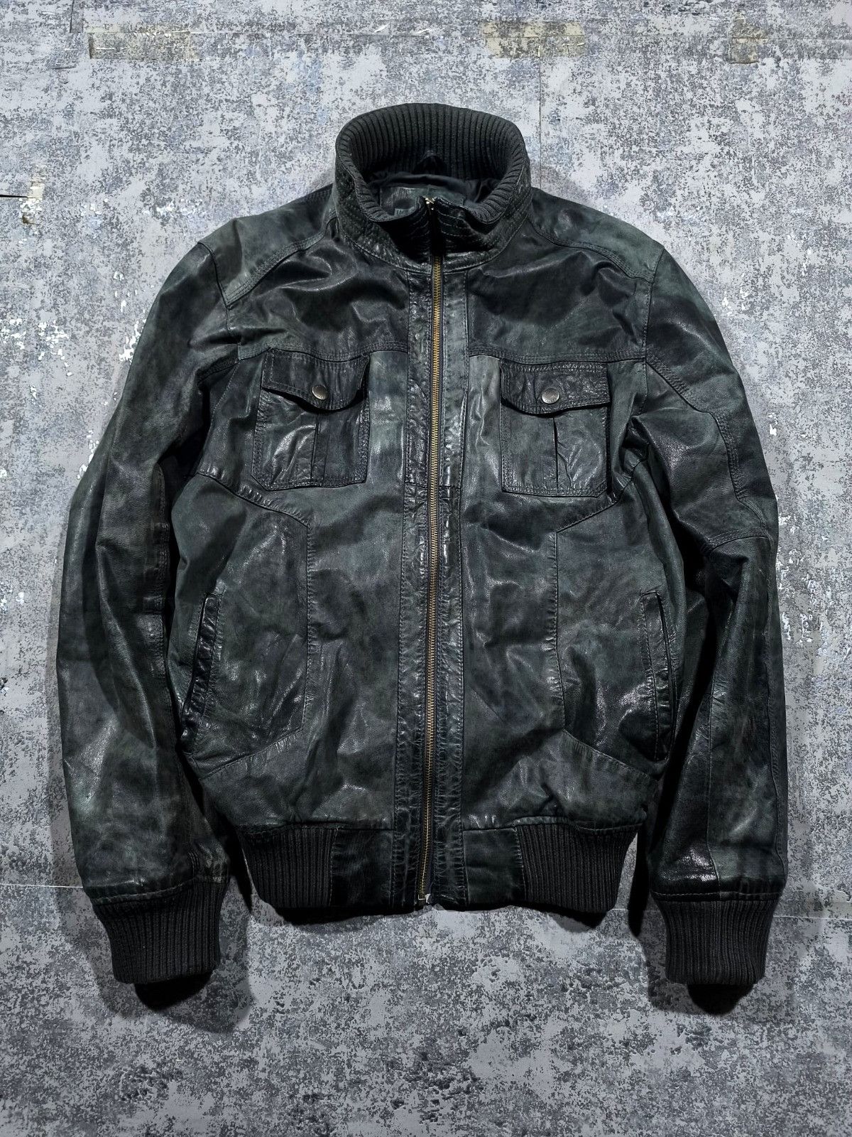 Leather avantgarde dark green hedi slimane type bomber jacket Size US L / EU 52-54 / 3 - 3 Thumbnail