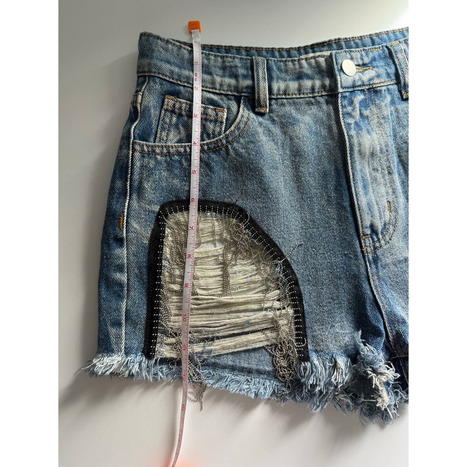 Free People $80 New POL Boho Embellished Jean shorts - Small Size 27" / US 4 / IT 40 - 11 Thumbnail