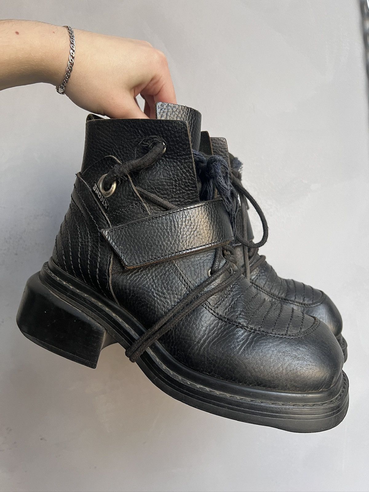 Dirk Bikkembergs Laced gothic platform leather ankle boots new rock y2k Size US 5.5 / EU 38 - 2 Thumbnail
