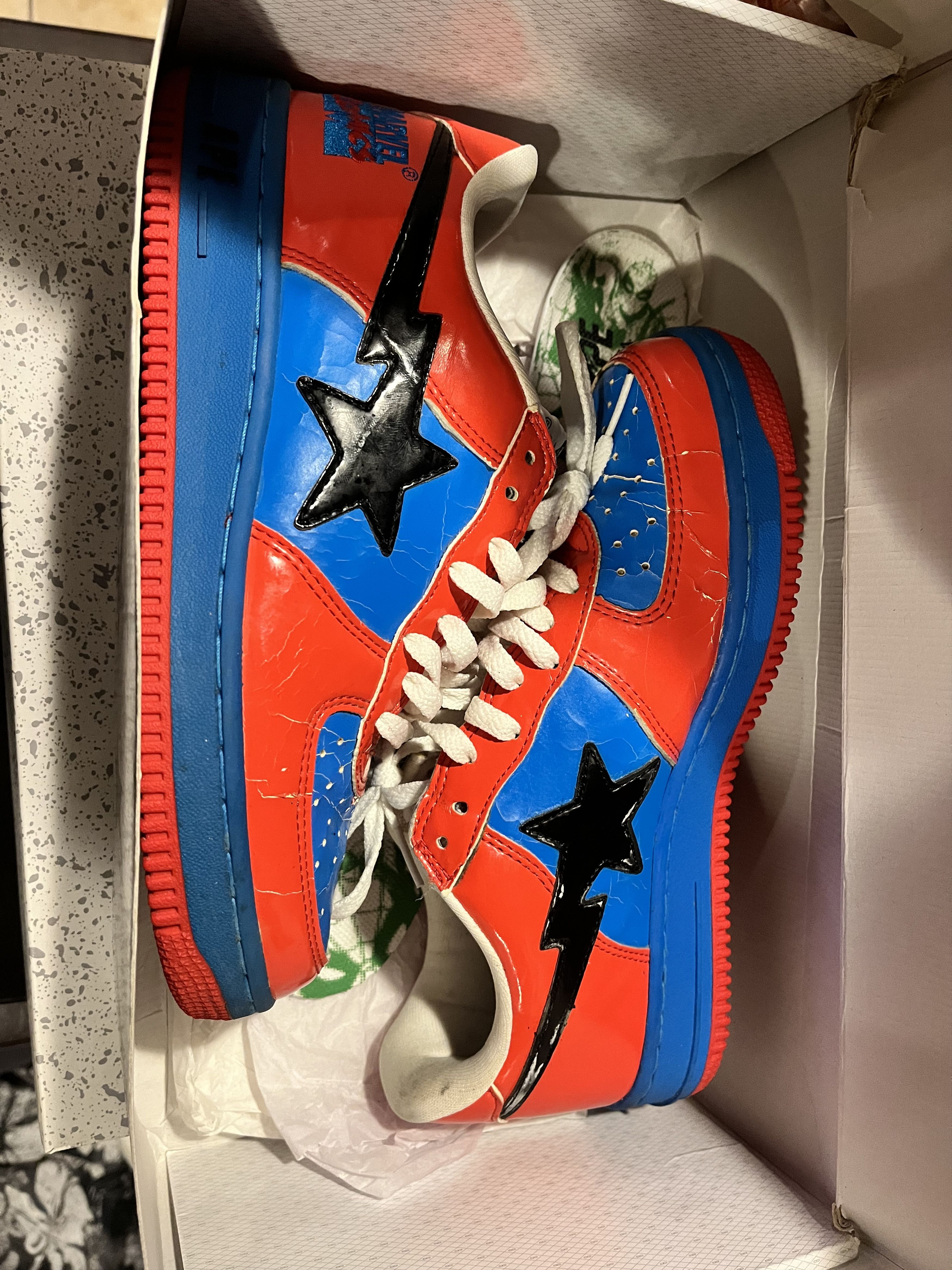 Bape Marvel x A Bathing Ape Spiderman Red/ Blue Bapesta Nigo Size US 8 / EU 41 - 13 Thumbnail