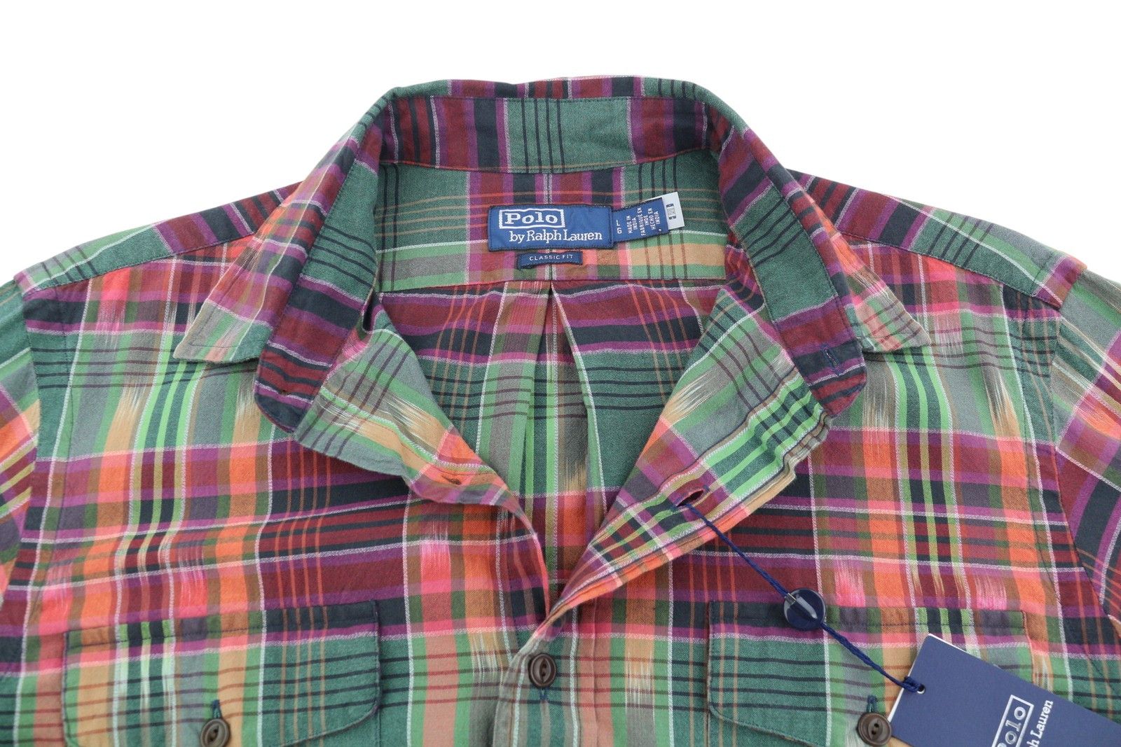 Ralph Lauren L Colourful Check Classic Fit Spread Neck Roll-Up 87030 Size US L / EU 52-54 / 3 - 4 Thumbnail