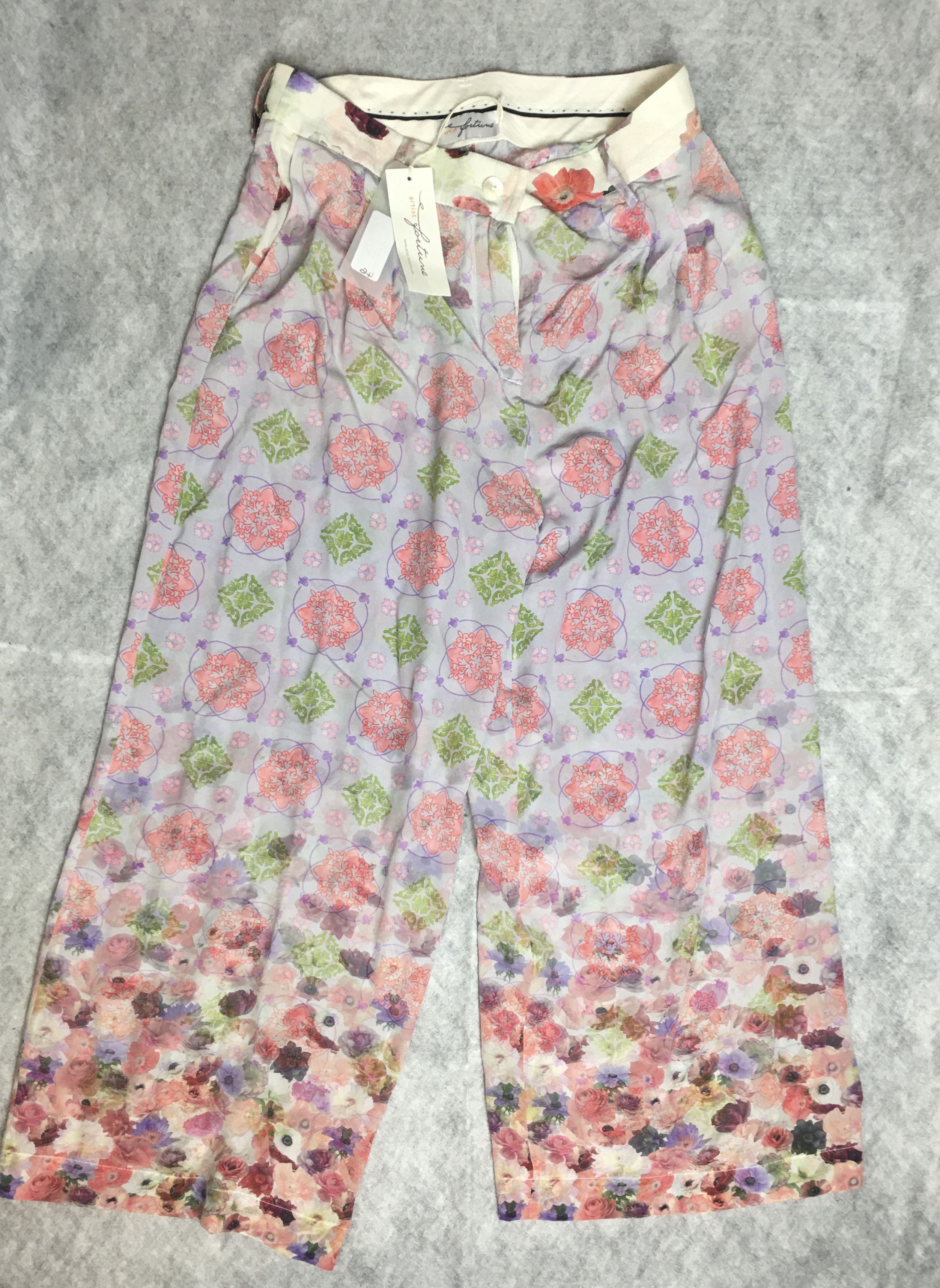 Other Artist Fortune New Silk 3/4 Palas Trousers Pants L /IT 46 Size 32" / US 10 / IT 46 - 4 Thumbnail
