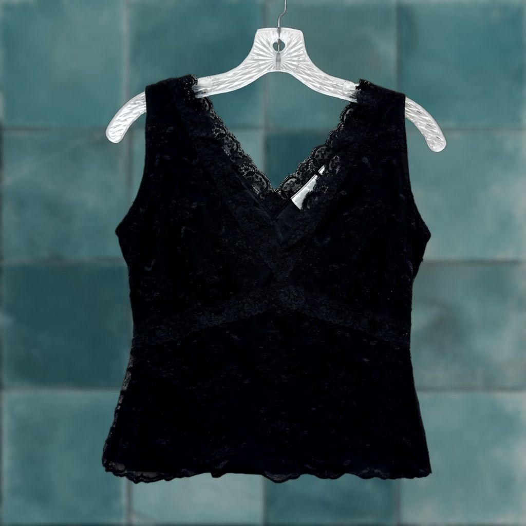 Vintage VINTAGE 90s Y2K Top Black Lace Edwardian Victorian Goth Fairy Grunge Shirt M Black Ladies? Size M / US 6-8 / IT 42-44 - 1 Thumbnail