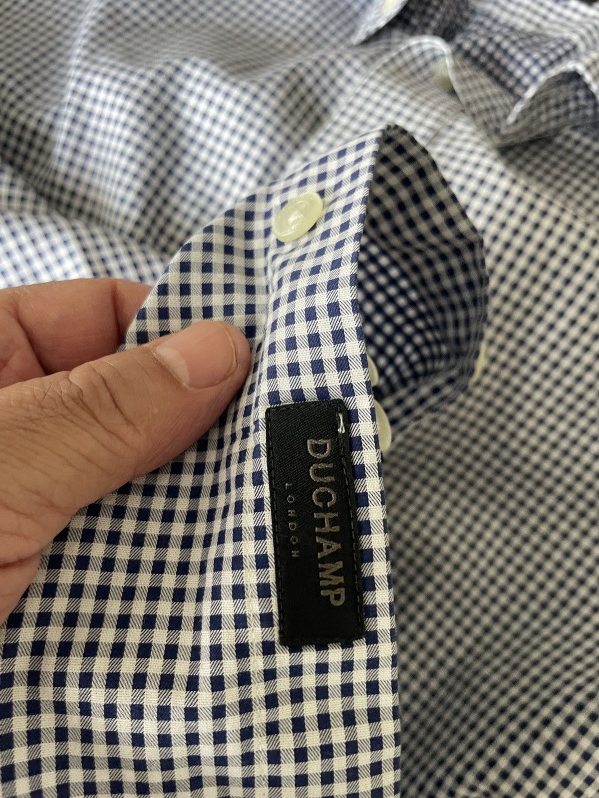 Duchamp London Mini Check Spread collar FC slim fit dress shirt 17.5 x 36 Size US XL / EU 56 / 4 - 9 Thumbnail