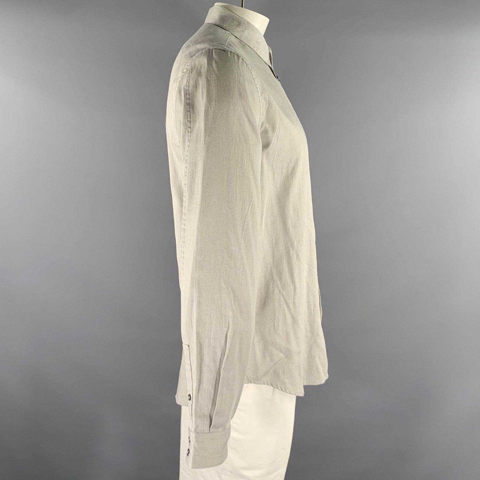 John Varvatos JOHN VARVATOS L Grey Heather Cotton Button Up Long Sleeve Size US L / EU 52-54 / 3 - 2 Thumbnail