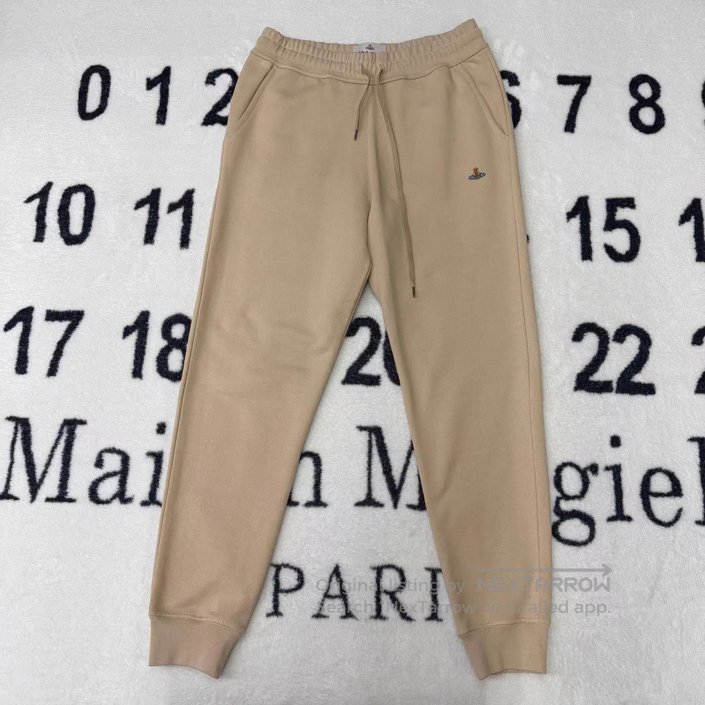 Vivienne Westwood Beige Sweatpants with Drawstring and Embroidered Detail. Size US 34 / EU 50 - 1 Thumbnail
