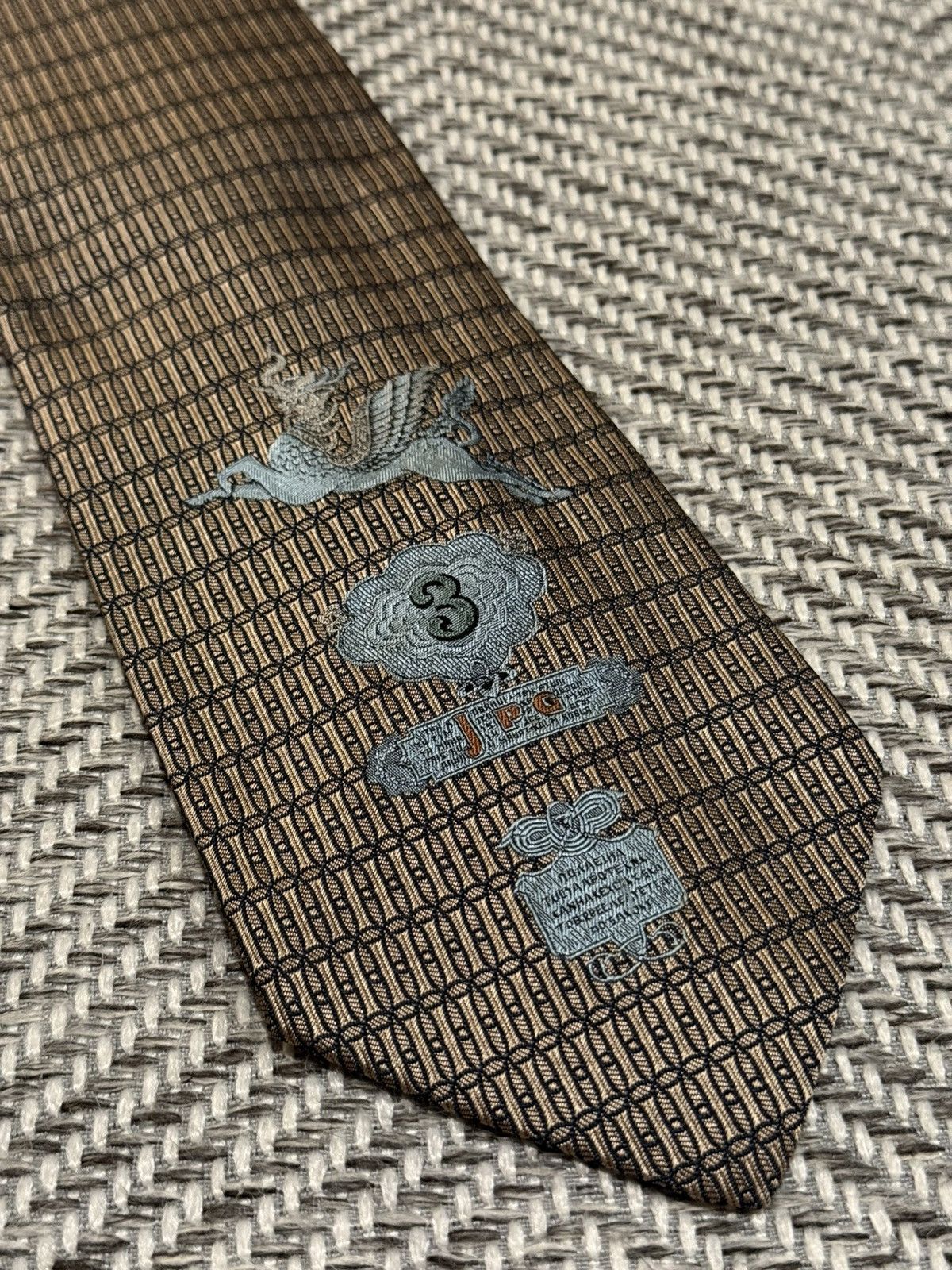 Jean Paul Gaultier Jean Paul Gaultier Vintage Checked Pegasus Crest Tie Size ONE SIZE - 3 Thumbnail