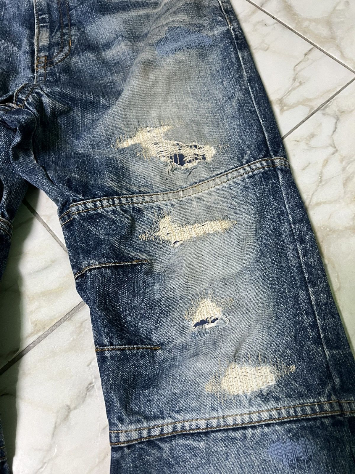Japanese Brand 💥Baggy💥Redpepper Double Knee Washed Ripped Distress Jeans Size US 35 - 6 Thumbnail