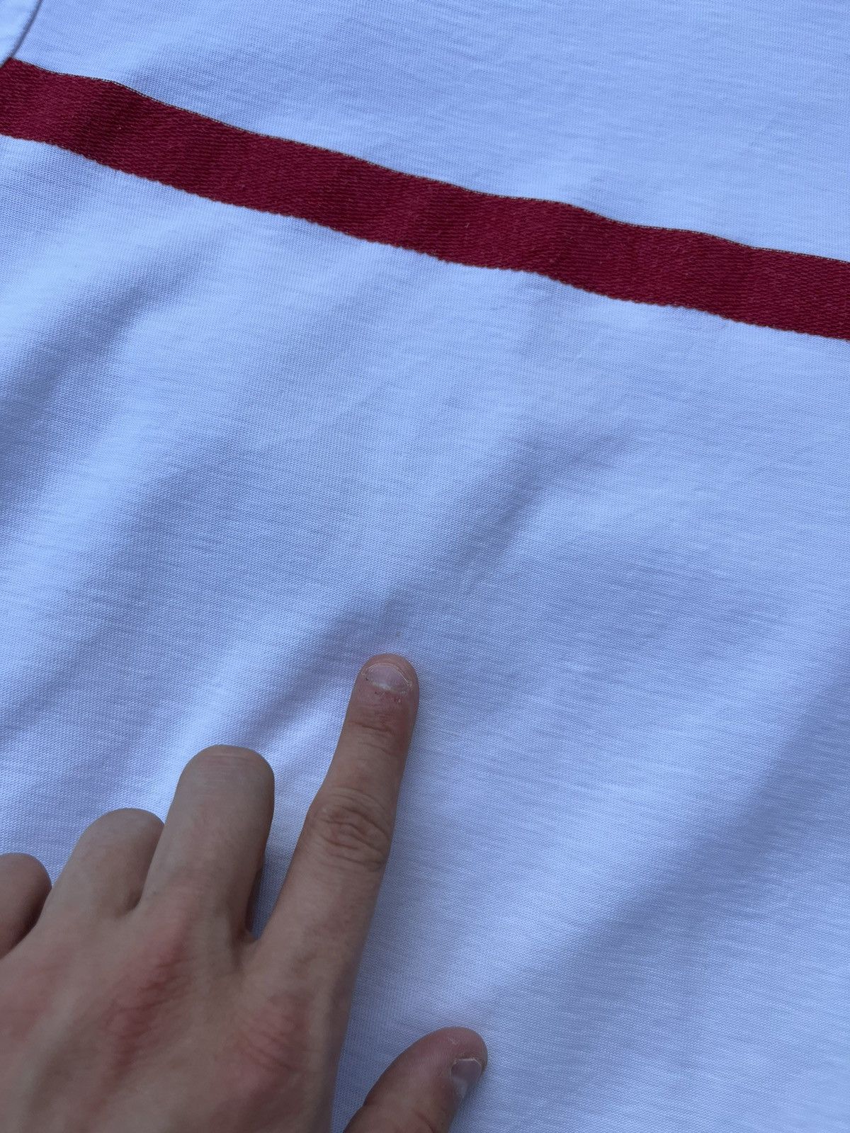 A.P.C. × Designer A.P.C. Rue Madame Paris one red stripe logo tee t-shirt Size US XL / EU 56 / 4 - 7 Thumbnail