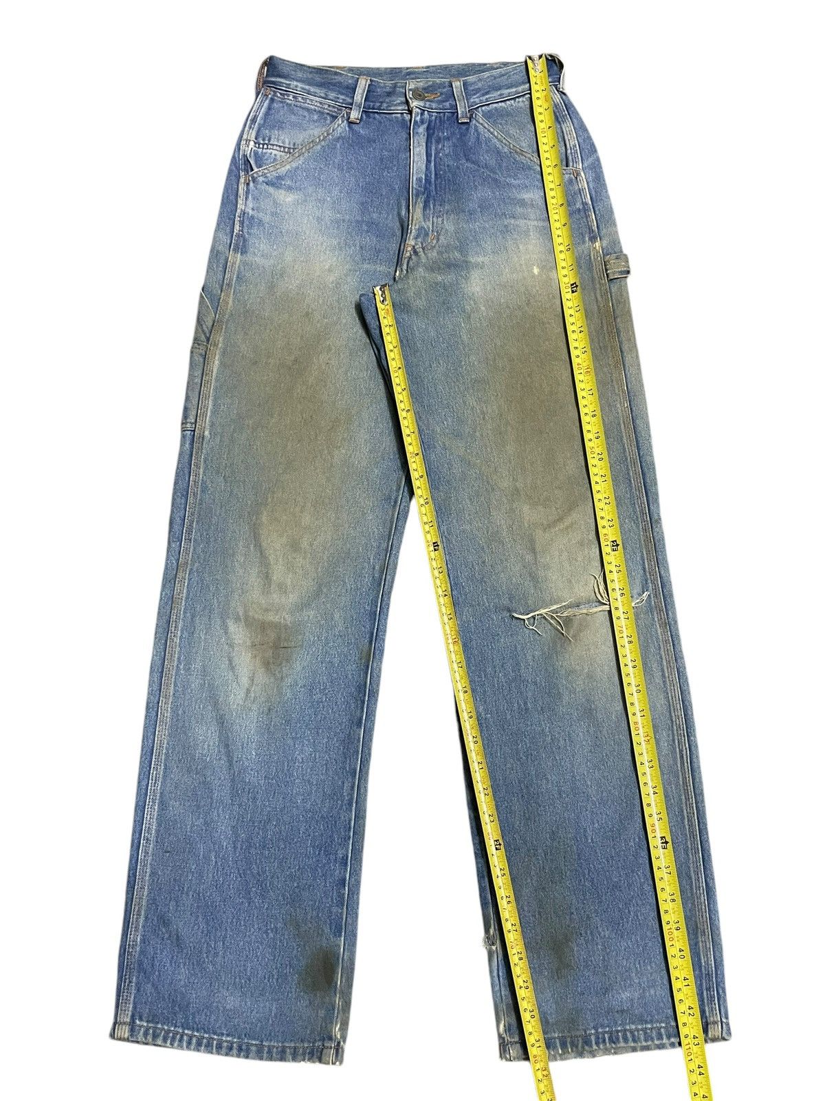 Japanese Brand Vintage Japanese Trashed Carpenter Mud Wash Loose Fit Jeans Size US 28 / EU 44 - 15 Thumbnail