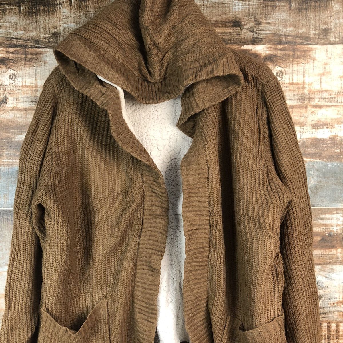 Homespun Knitwear Sugar Spoon Brown vintage japan Cardigan Hoodie #A2352 Size US L / EU 52-54 / 3 - 5 Thumbnail