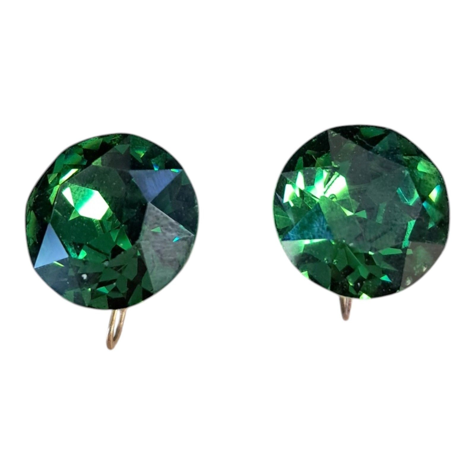 Other Vintage Signed VOGUE NY 1950s Green Faceted Glass Clip On Ea Size ONE SIZE - 10 Thumbnail