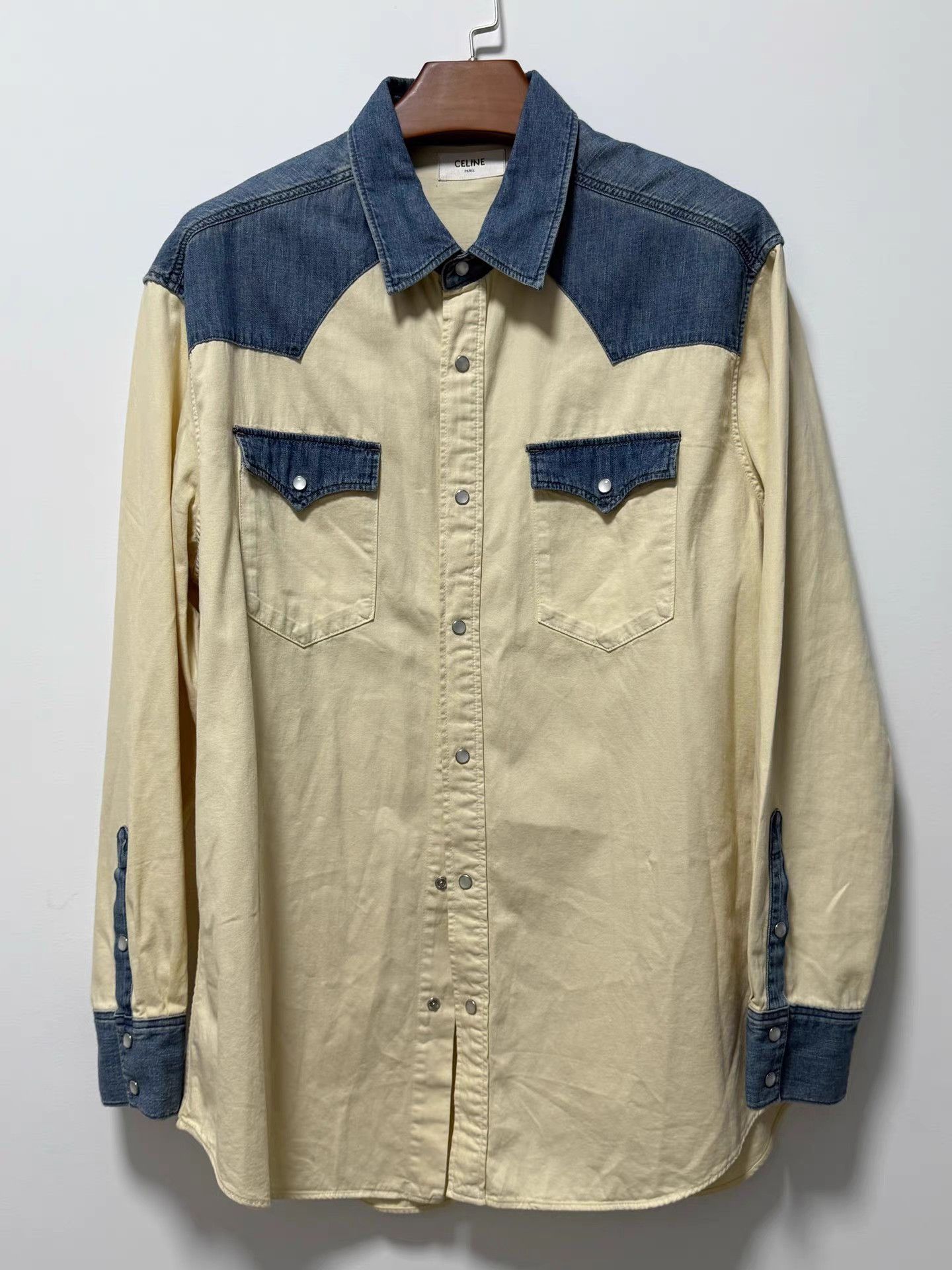 Celine CELINE FW22 Color-Block Denim Long Sleeve Shirt K13 Size US XL / EU 56 / 4 - 1 Thumbnail