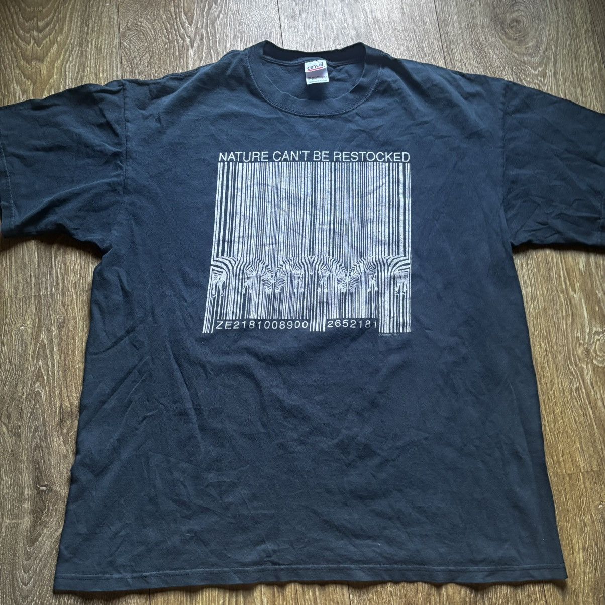 Anvil Vtg 2000s Nature Can’t Be Restocked Zebra Barcode T-Shirt Size US XL / EU 56 / 4 - 1 Thumbnail