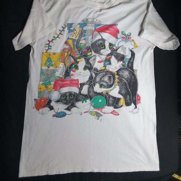 Other Vintage Christmas Cats Kittens Holiday T-Shirt Size US XXL / EU 58 / 5 - 3 Thumbnail